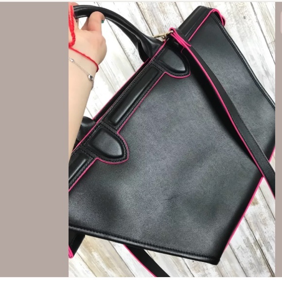 Longchamp Le Pliage Heritage Black Pink Leather - Picture 3 of 8